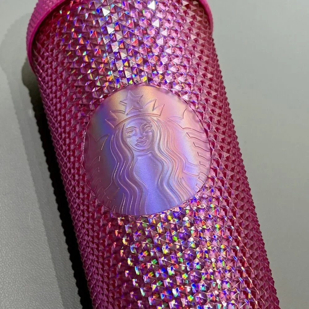 Starbucks 2025 Cold Cup Tumbler Iridescent Pink Domed Studded 24 fl. oz Venti
